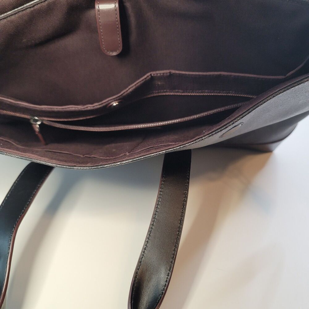 Coach Signature Embossed Coated Leather Briefcase Portfolio Laptop Bag Black - Picture 5 of 10